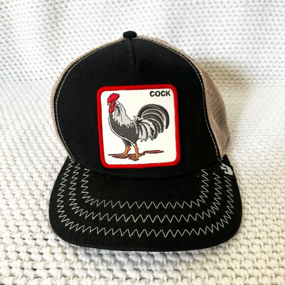 Goorin Bros The Farm Animal Trucker Hat Black Beige Mesh C ock Rooster Snapback - Picture 1 of 8